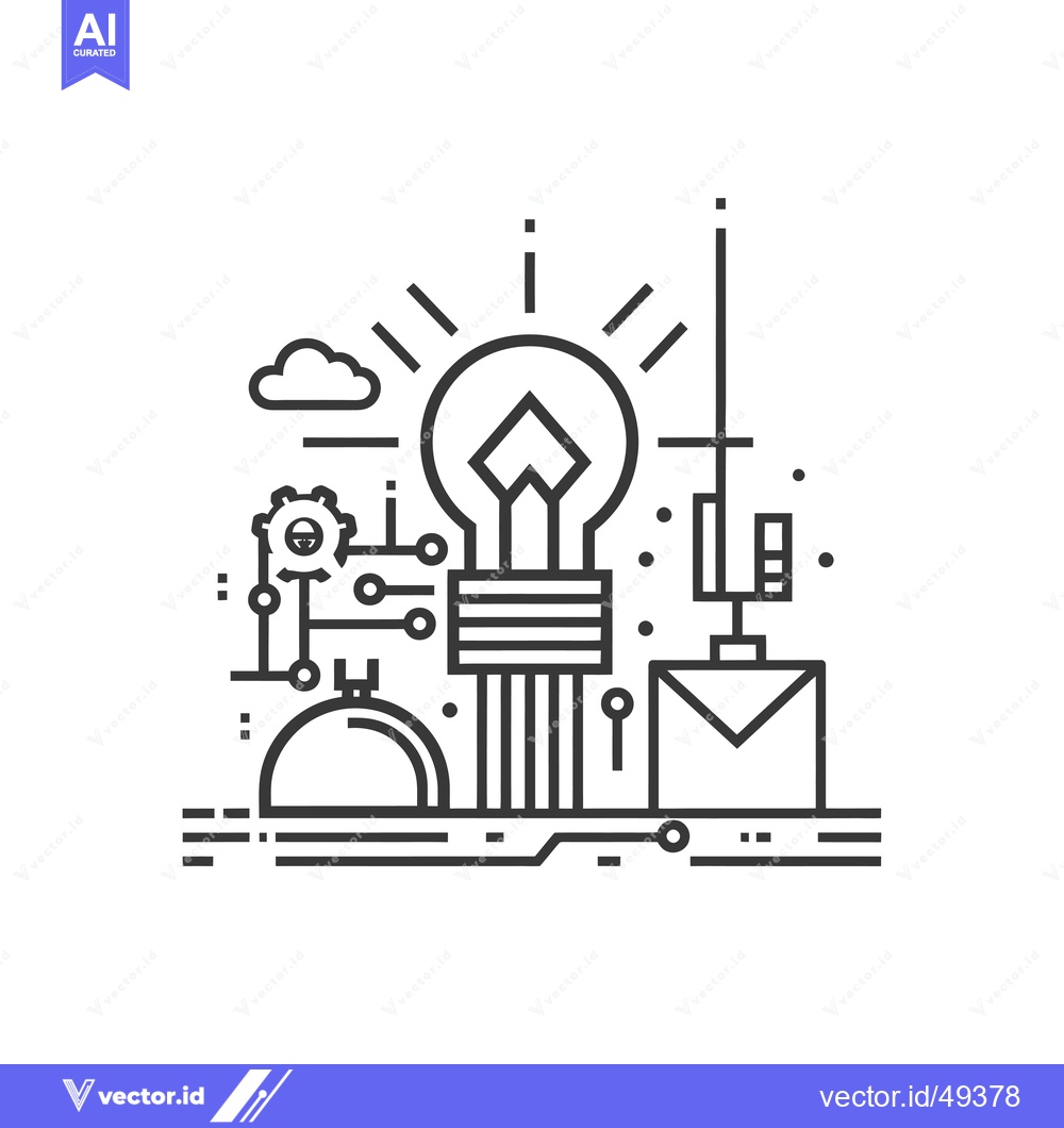 Premium Vector dari Innovation and Technology with a Light Bulb, Gear, and Envelope