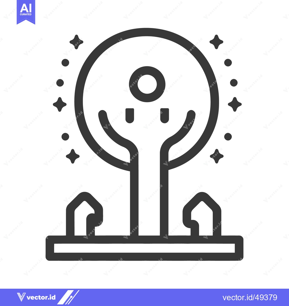 Premium Vector of An artistic illustration depicting a stylized tree with surrounding st