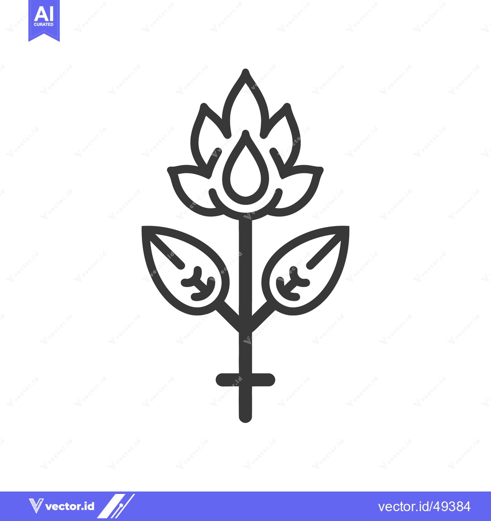 Premium Vector dari A stylized linear drawing depicts a blooming flower design