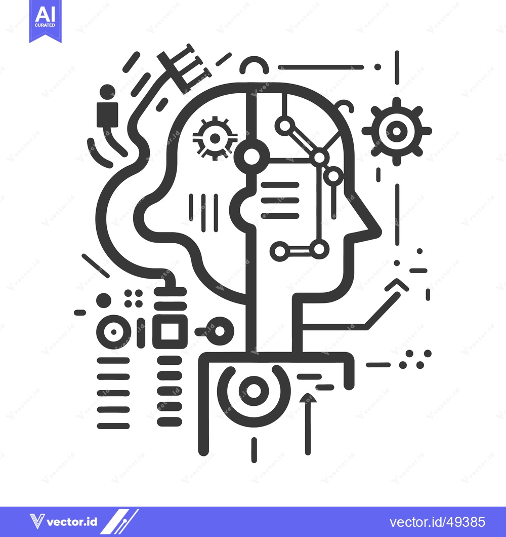 Premium Vector of An abstract line drawing depicting the concept of artificial intellige