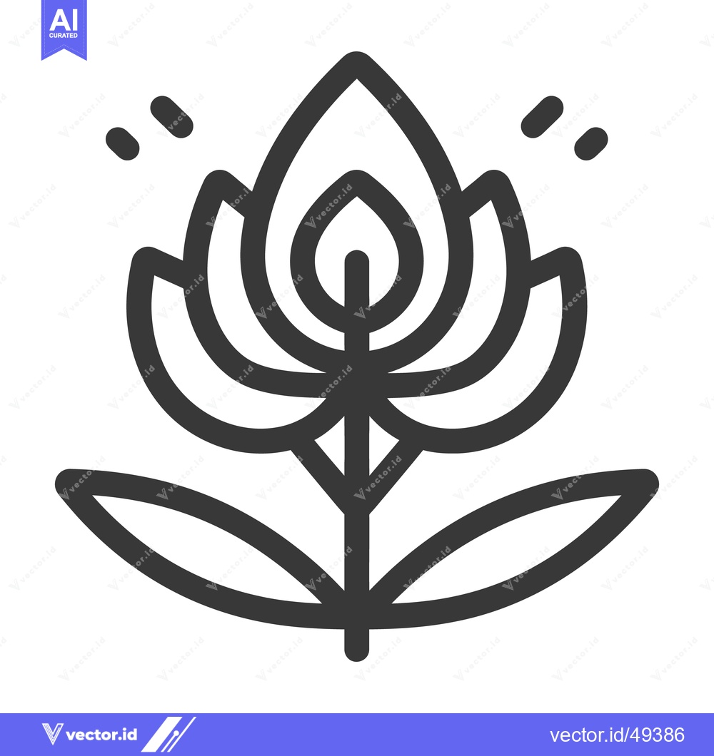 Premium Vector dari A stylized minimalist black and white flower with leaves and stem
