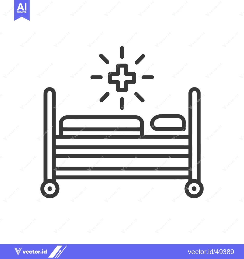 Premium Vector of Hospital Bed Icon with Medical Cross Symbol, Healthcare Illustration