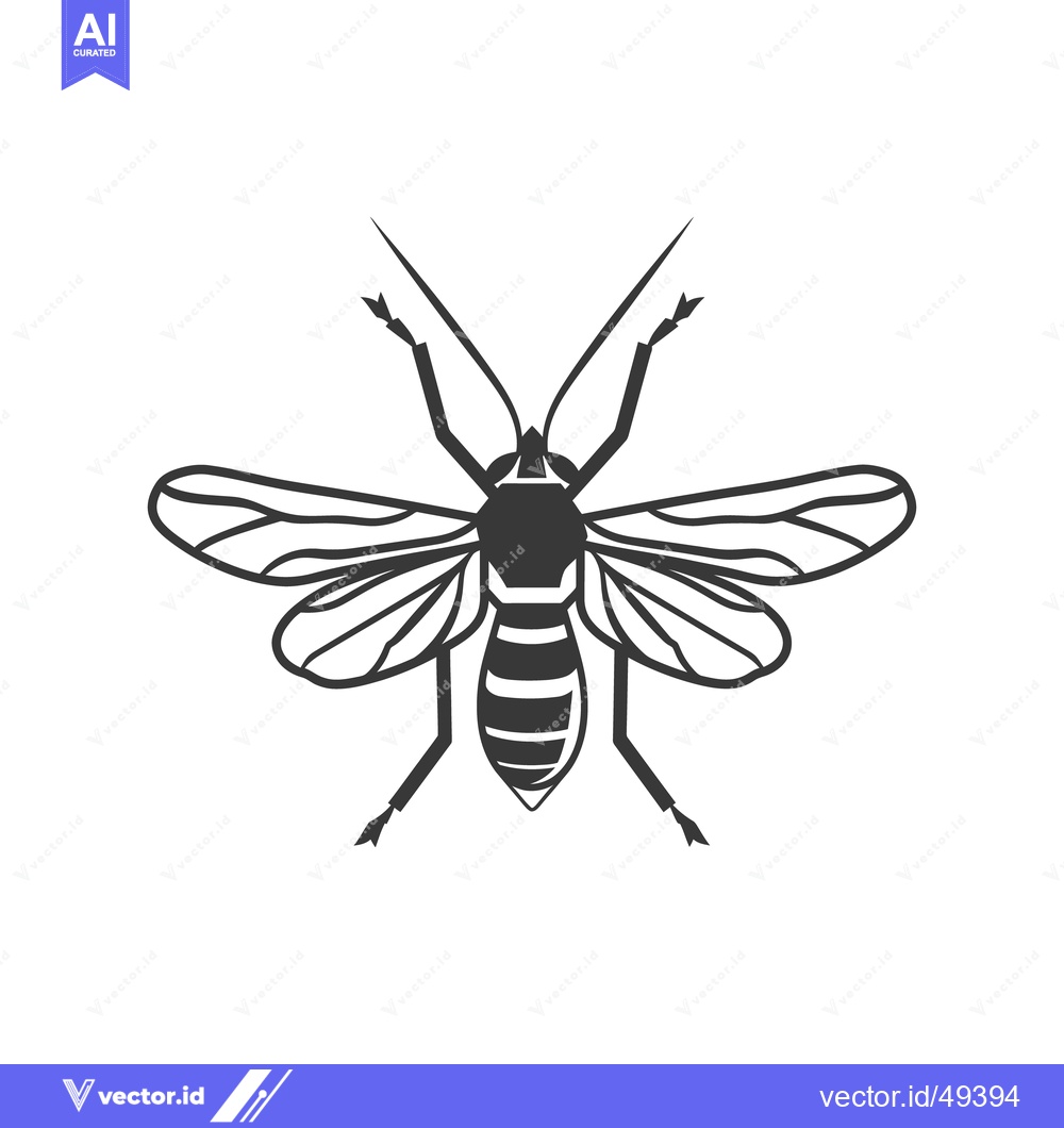 Premium Vector dari A Black and White Stylized Illustration of a Flying Insect