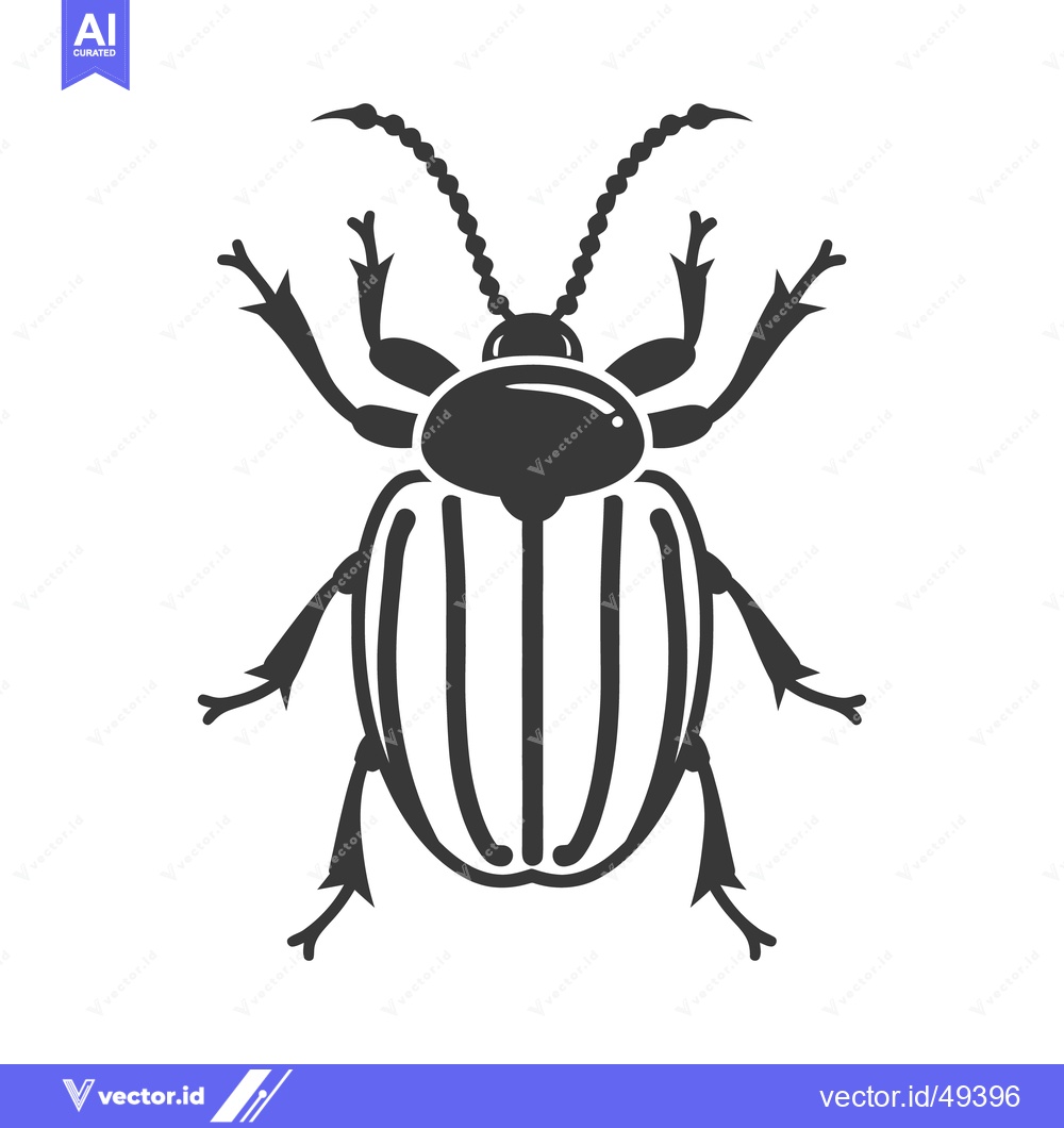 Premium Vector of A stylized black and white illustration of an insect beetle