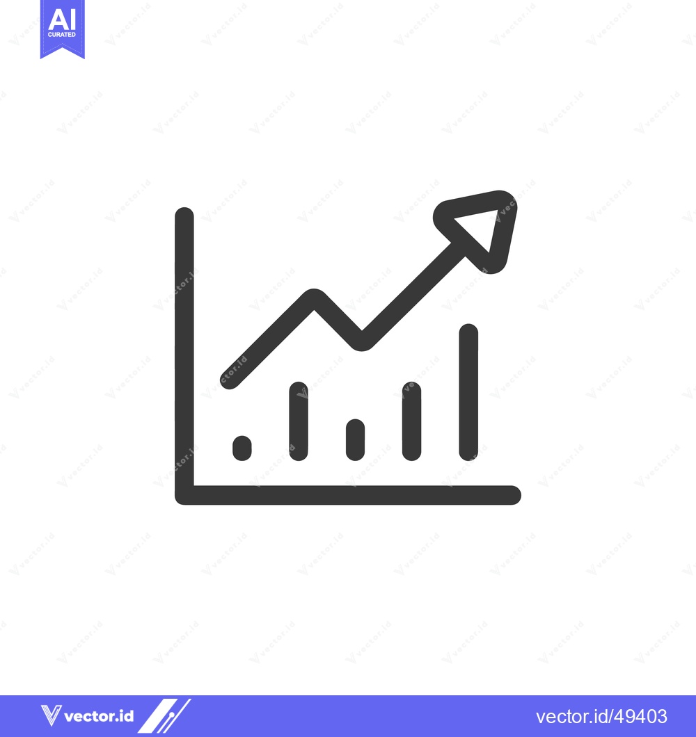 Premium Vector of Ascending Graph Icon: Upward Trend with Arrow, Minimalist Design on Wh