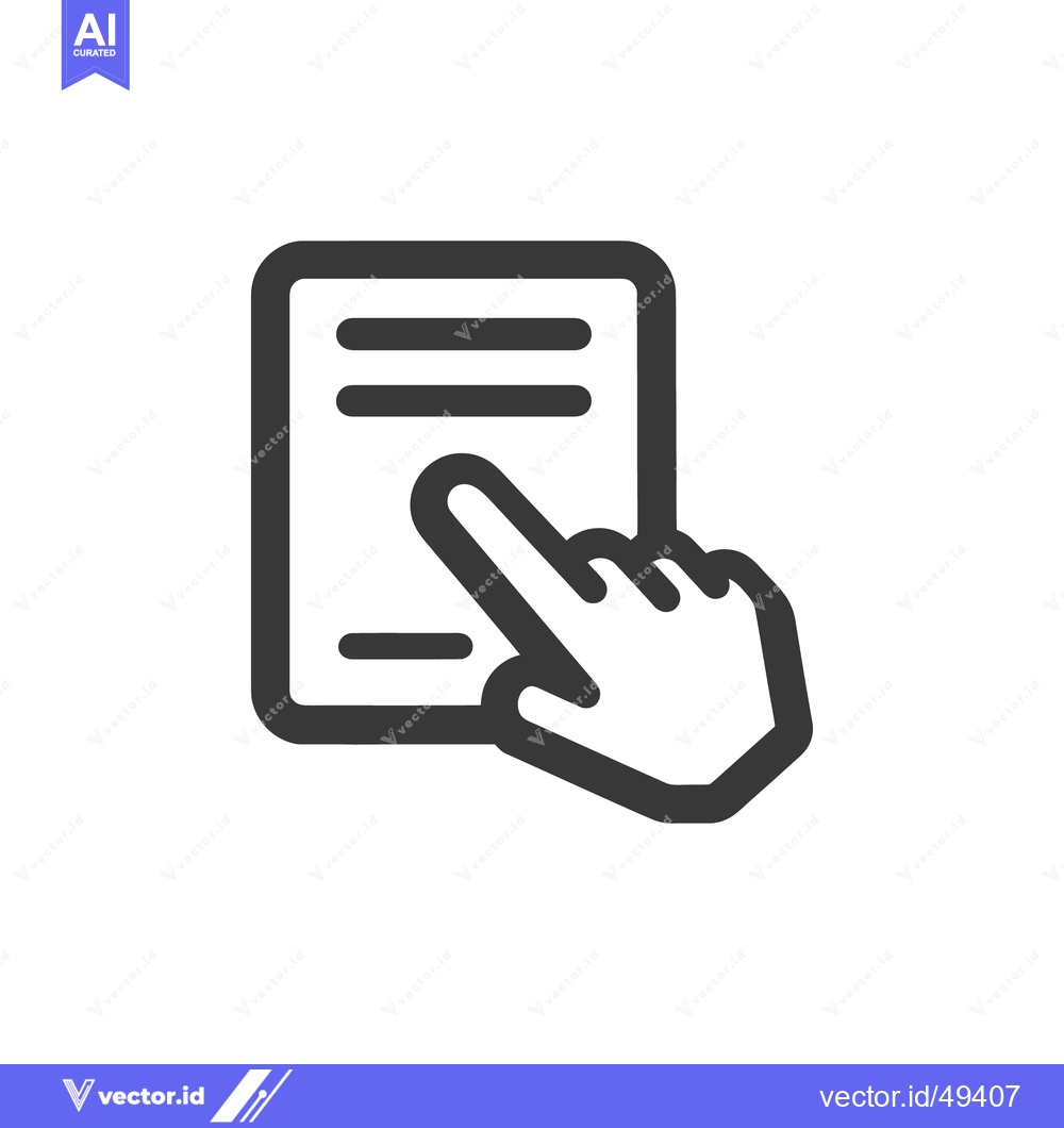 Premium Vector of Interactive Document: Hand Pointing at Digital Content Icon, Dark Gray