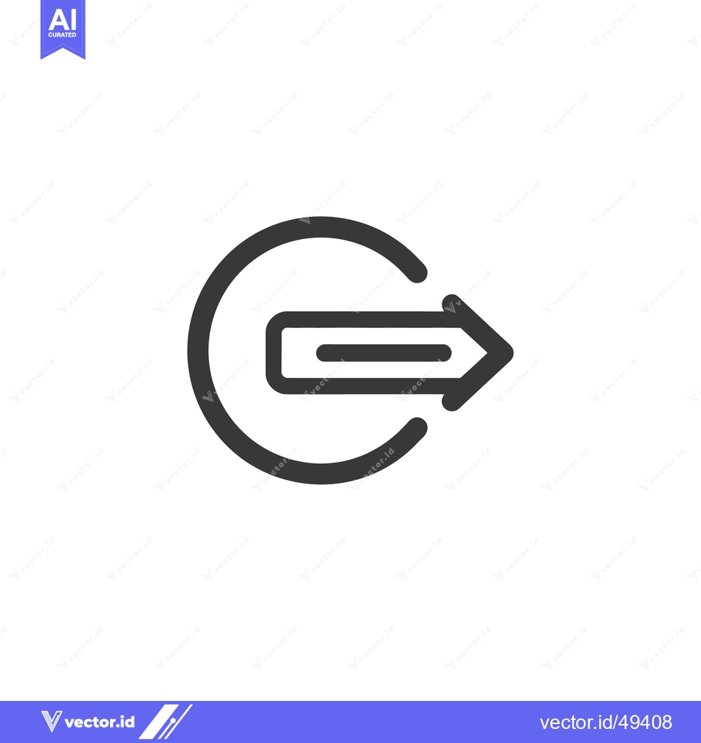 Premium Vector of Circular Arrow Icon: Simple Exit or Enter Symbol in Black Outline