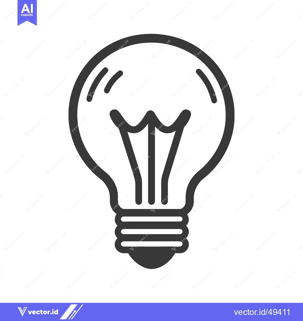 Premium Vector dari A simple black and white drawing of an illuminated light bulb