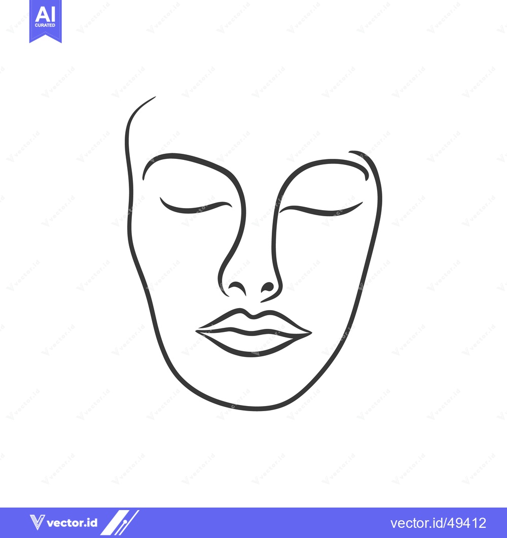 Premium Vector dari A simple line drawing of a female face with closed eyes