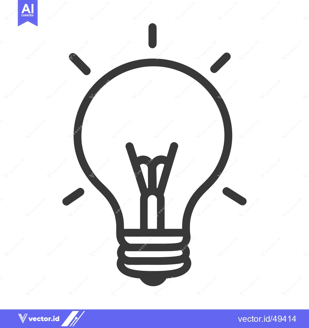 Premium Vector dari A simplified line drawing of an incandescent light bulb