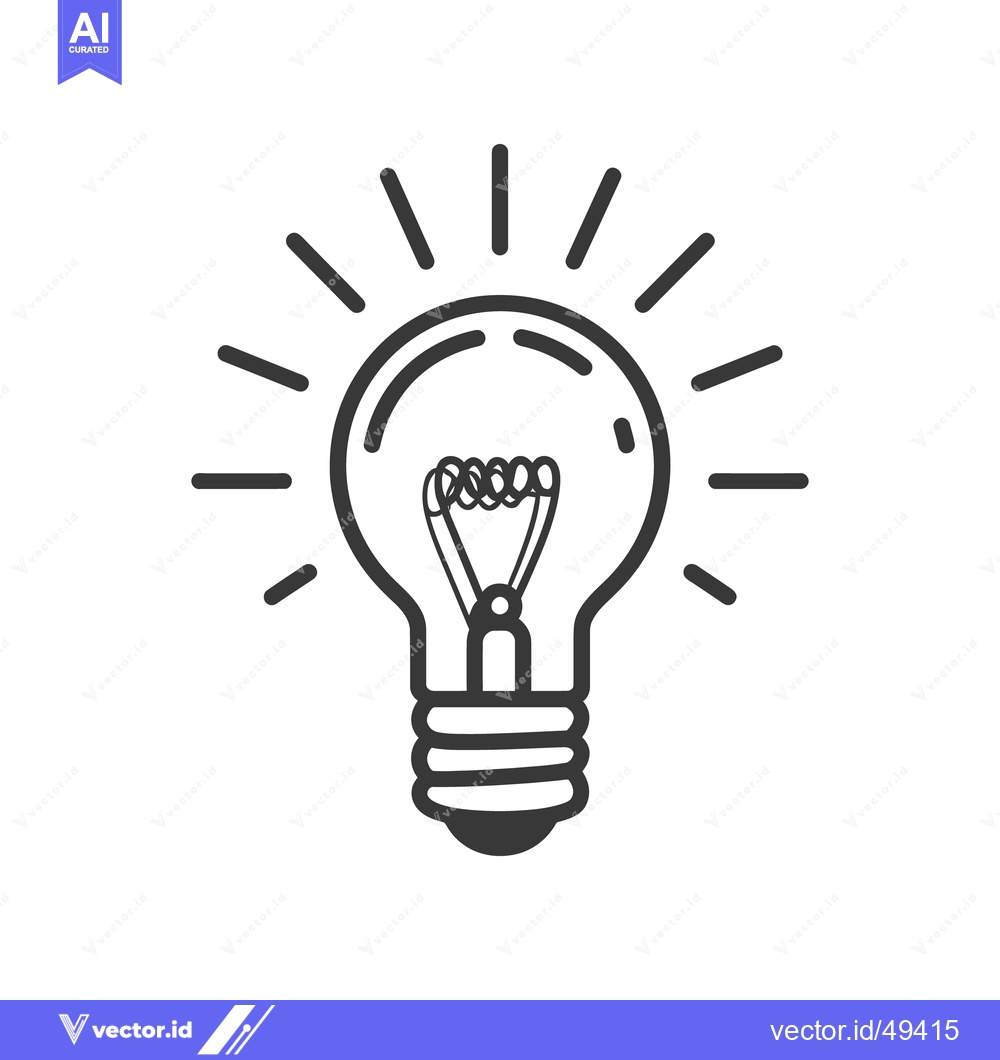 Premium Vector dari The simple black and white graphic shows a lit light bulb