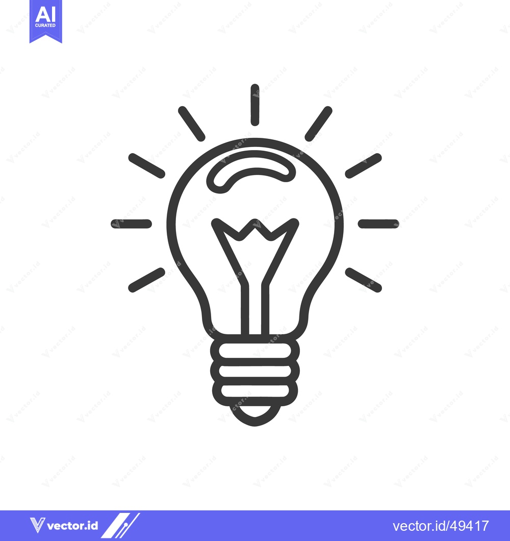Premium Vector dari A Simple Illustrated Lightbulb Symbol Emitting Rays of Brightness