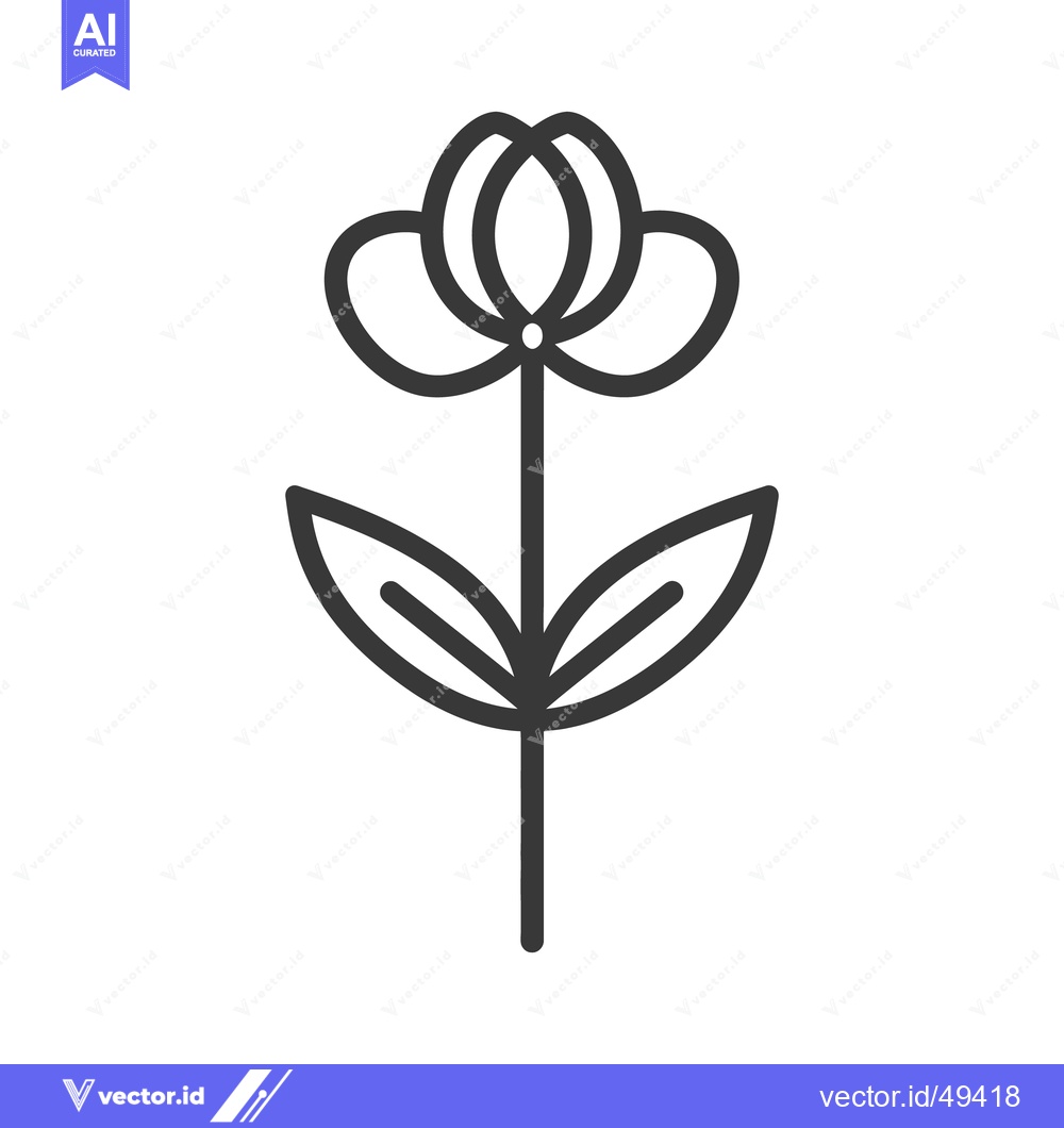Premium Vector of Simple Outline Drawing Depicting A Single Plant And Its Flower