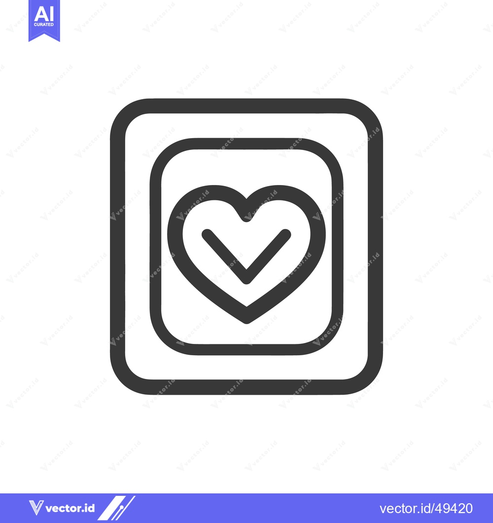 Premium Vector dari An outlined heart symbol contained within a square frame shape