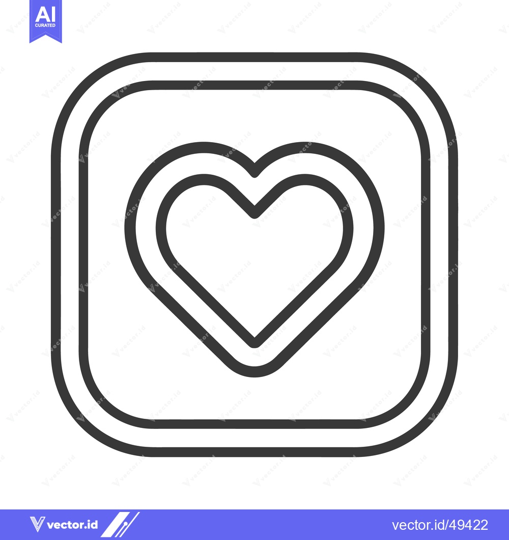 Premium Vector dari Simple black and white heart symbol within a rounded square