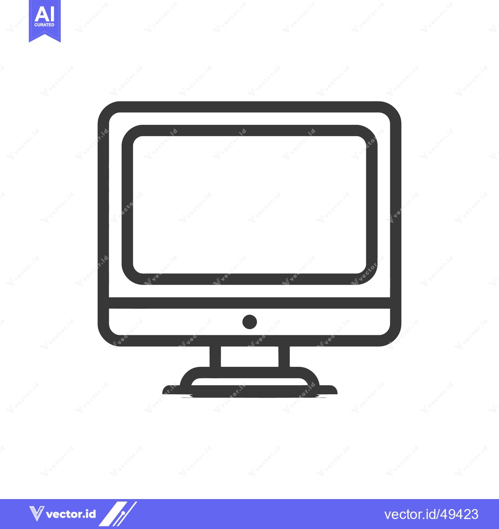 Premium Vector dari Minimalist Computer Monitor Icon: Clean Line Art on White Background