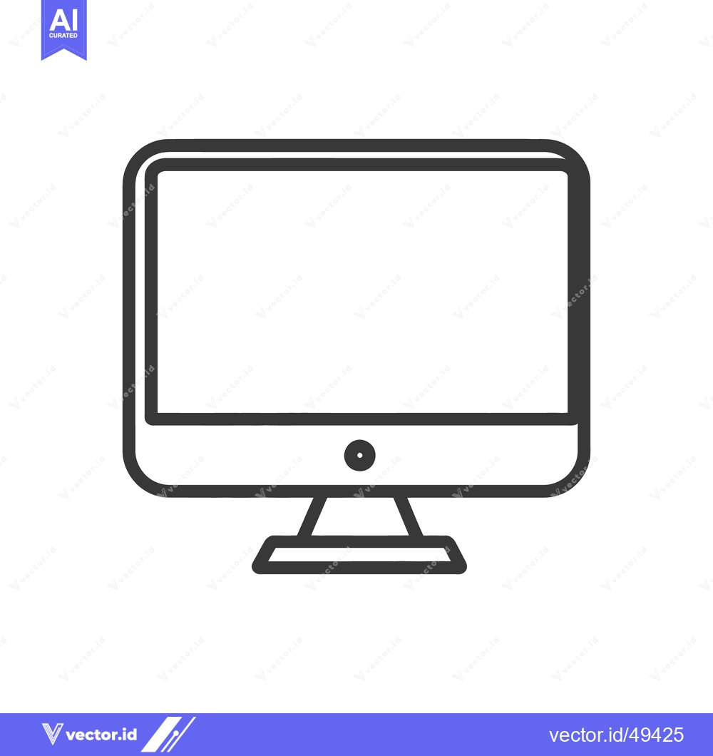 Premium Vector dari Minimalist Computer Monitor Icon with Rounded Edges and Stand