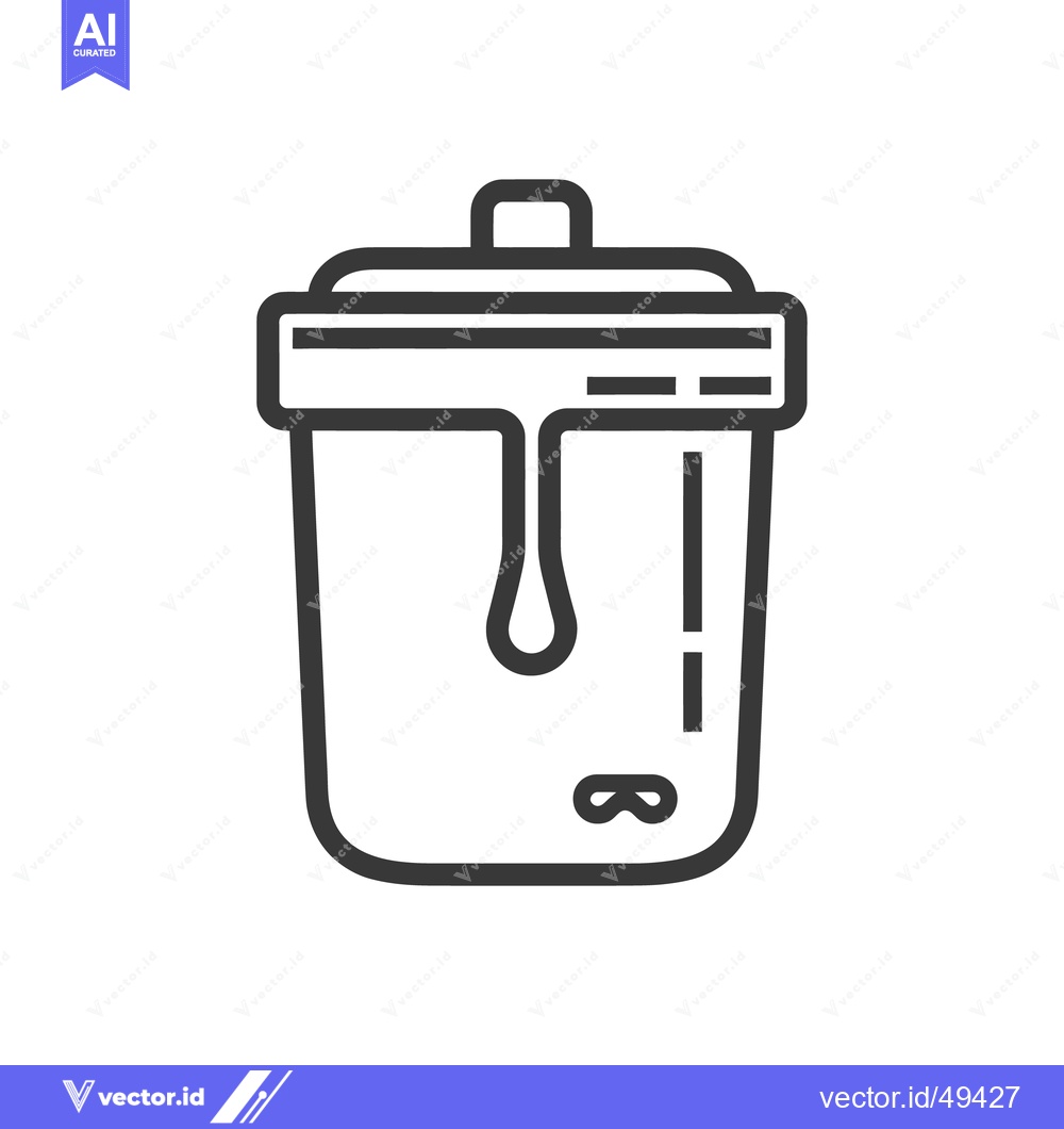 Premium Vector dari Minimalist Paint Bucket Icon with Dripping Paint and Handle Detail