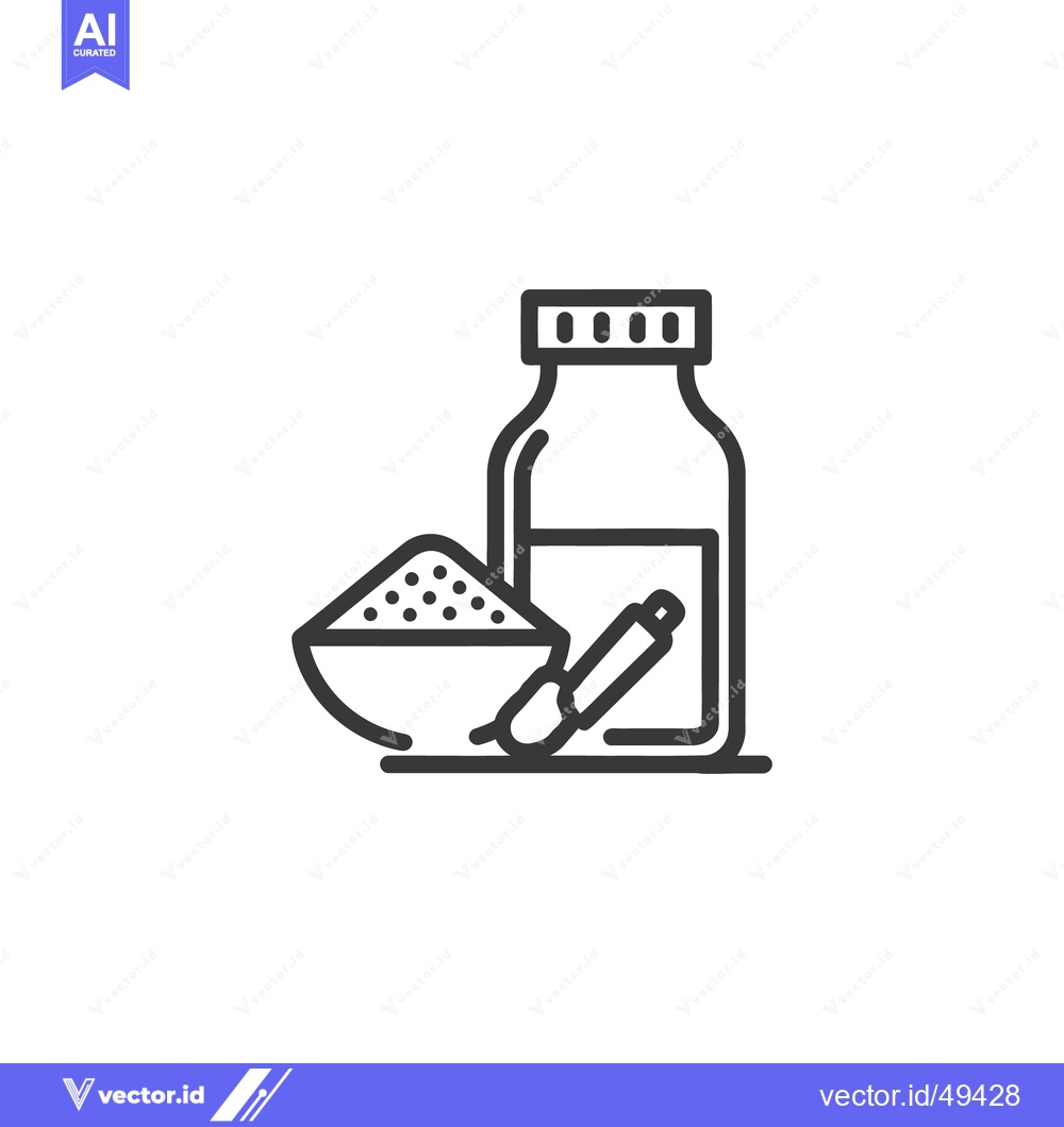 Premium Vector dari Minimalist Icon: Bottle, Bowl with Powder, and Brush for Cosmetic or M