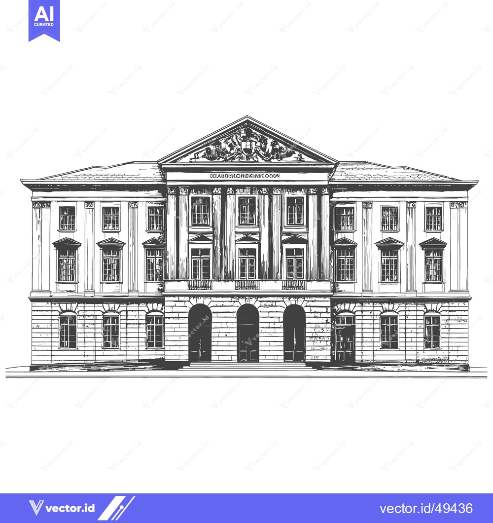 Premium Vector dari Classical Style Building Architectural Sketch Drawing