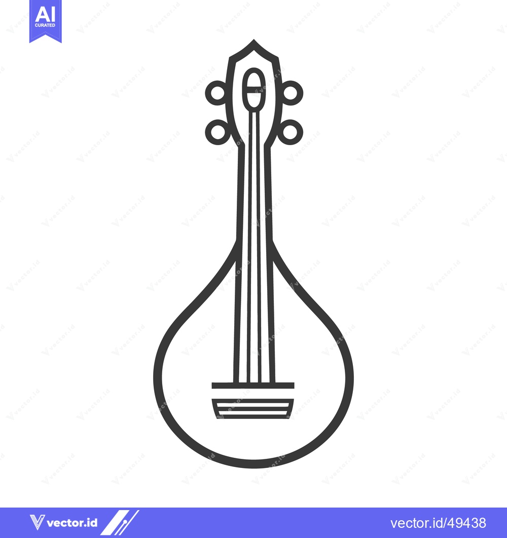 Premium Vector of A simple black and white illustration of a stringed musical instrument