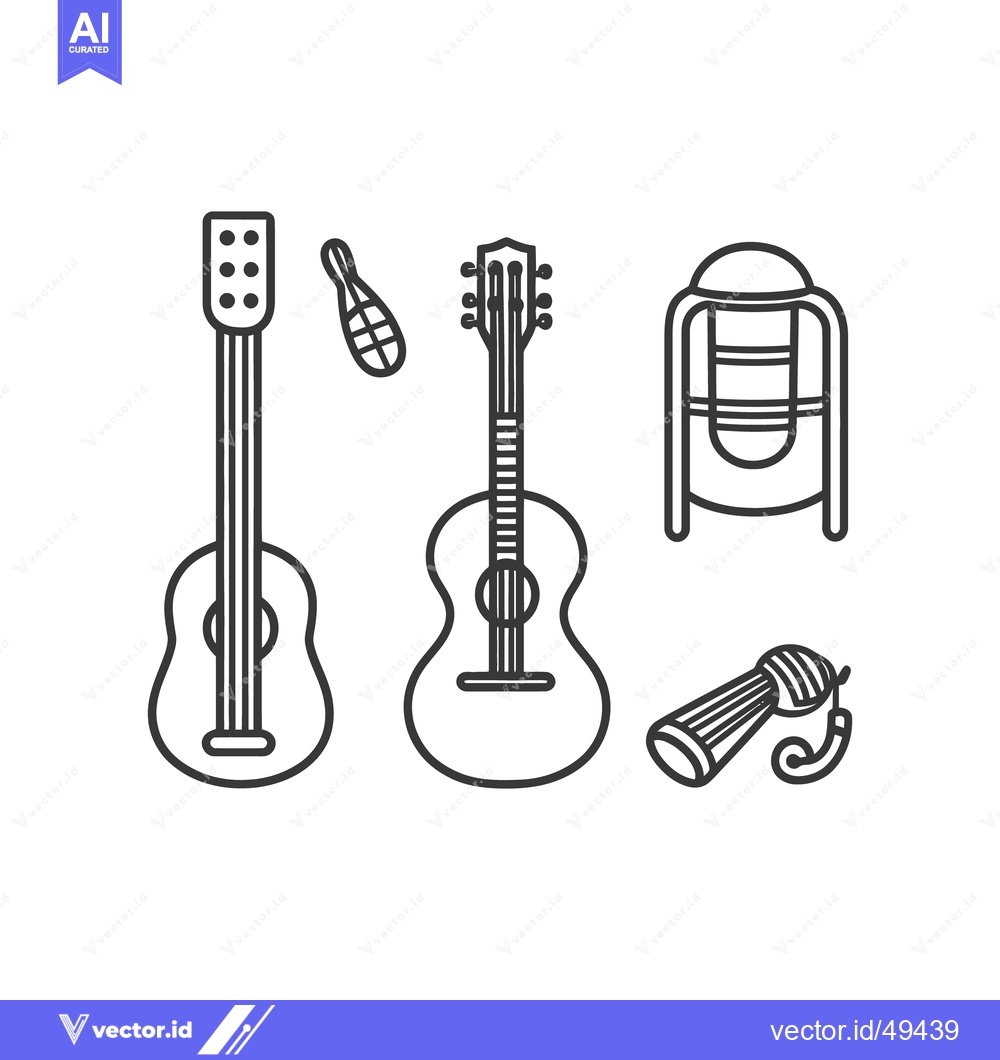 Premium Vector dari Line art musical instruments depicting traditional music concepts