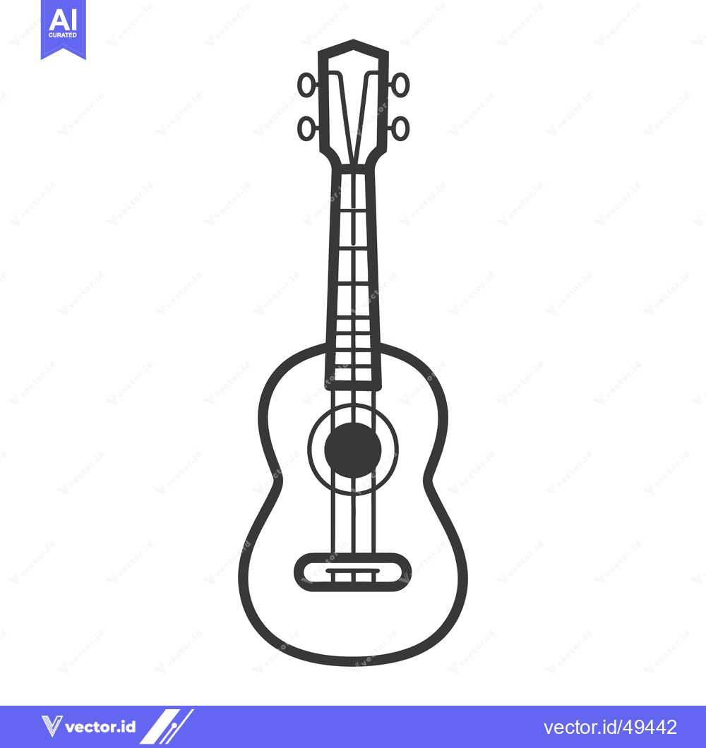 Premium Vector of A simple monochrome illustration depicting a stringed musical ukulele