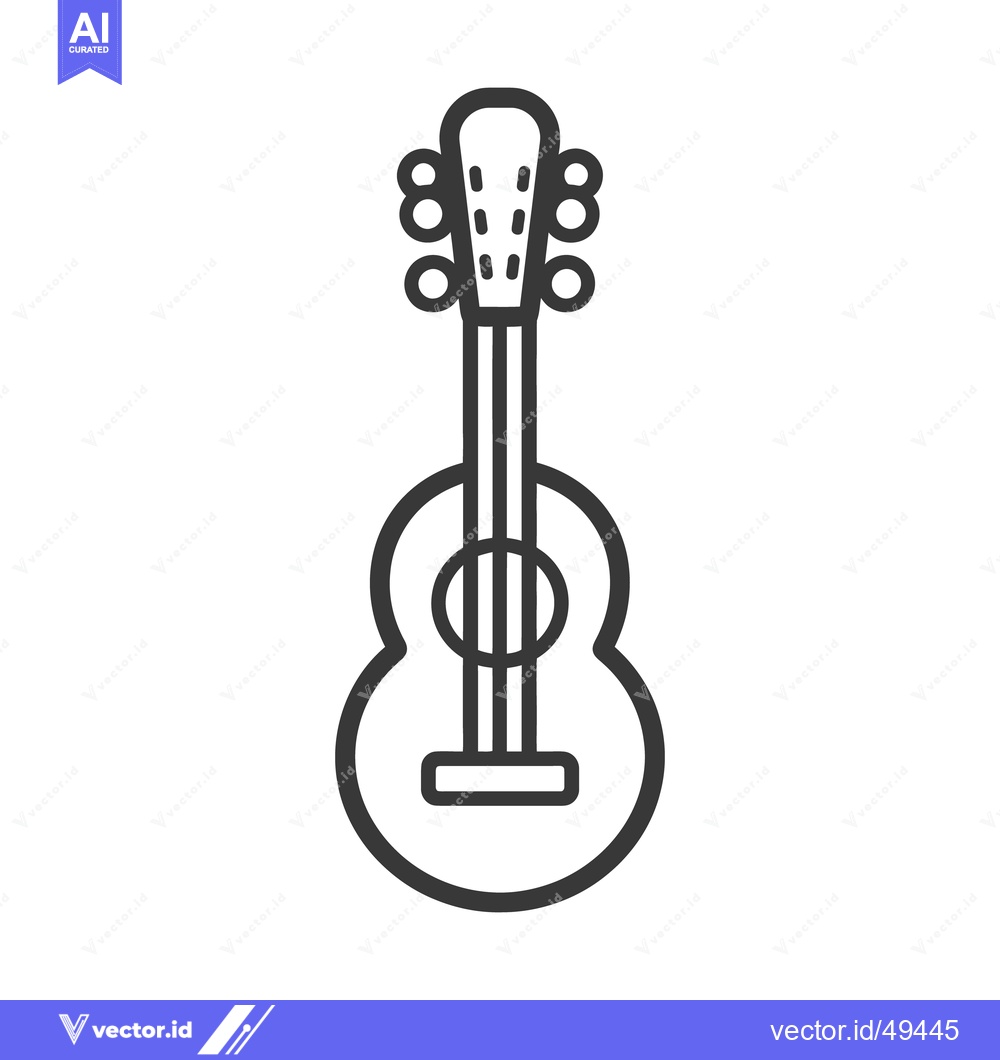 Premium Vector of A black and white outlined image of a ukulele instrument