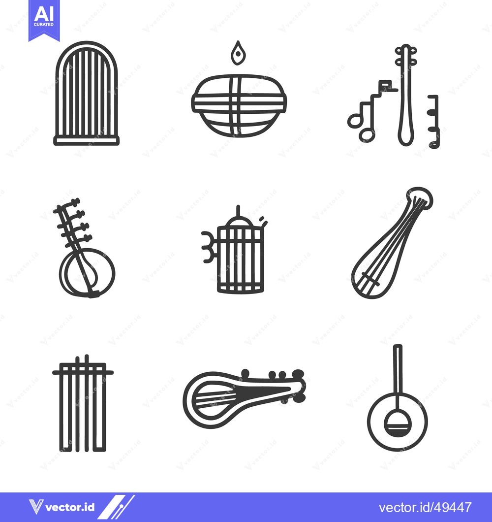 Premium Vector dari Various musical instruments and related decorative objects are display