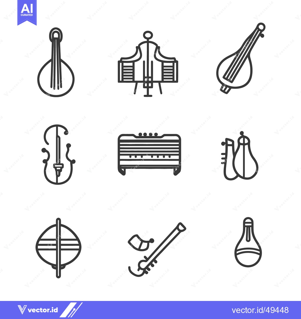 Premium Vector of A Collection of Simple Line Drawings of Musical Instruments