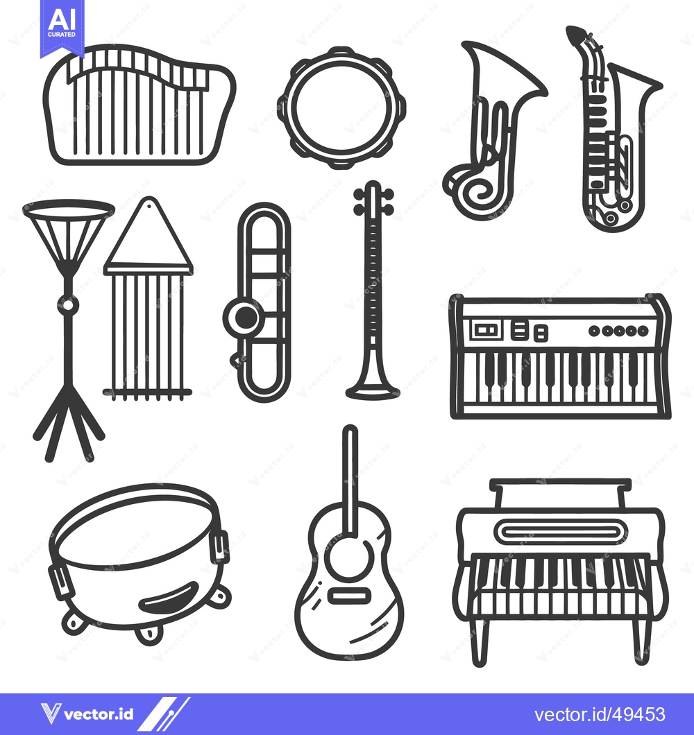 Premium Vector dari Illustration showcasing a collection of various musical instruments di