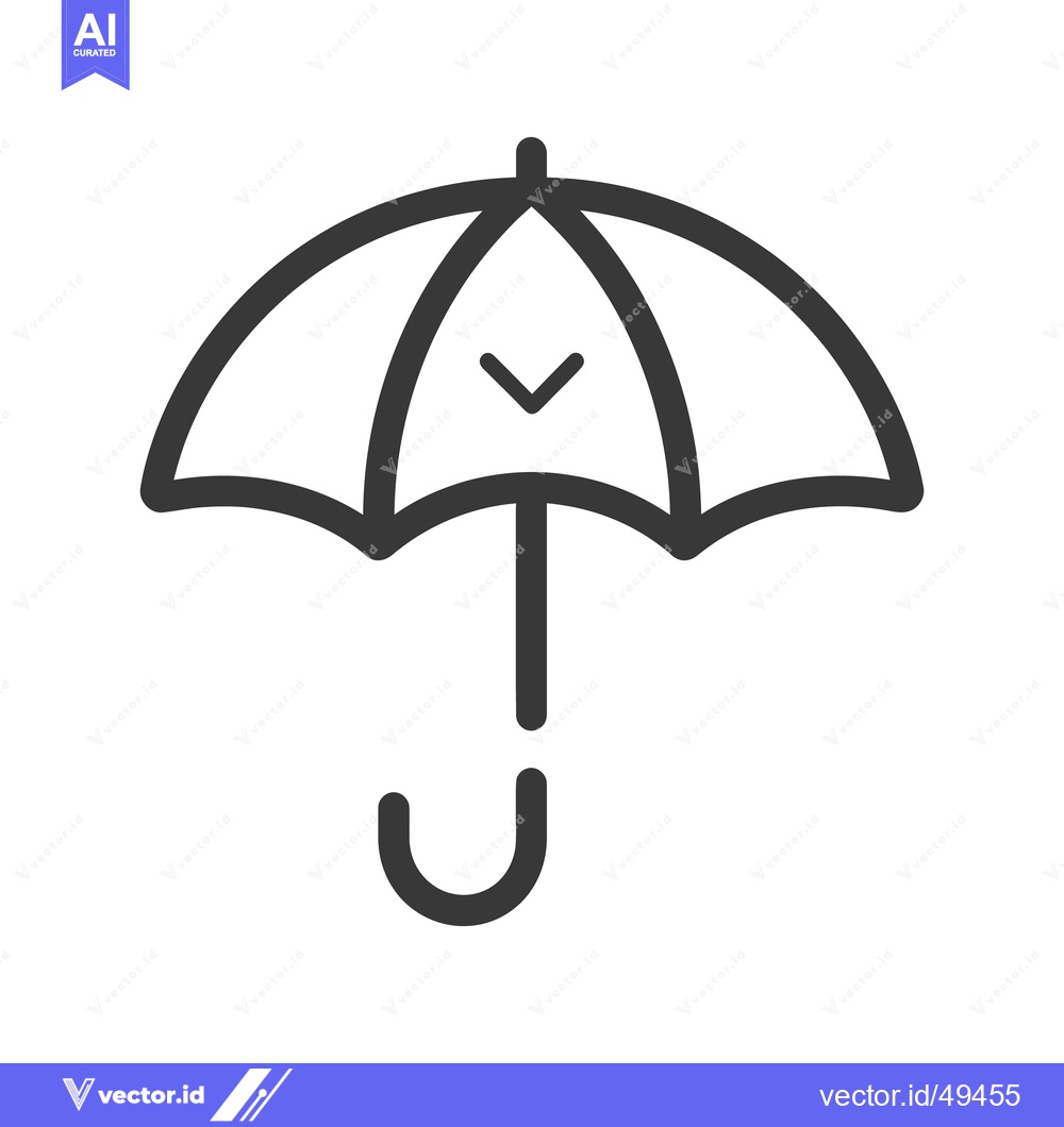 Premium Vector dari Simple line drawing of a closed umbrella on a white background