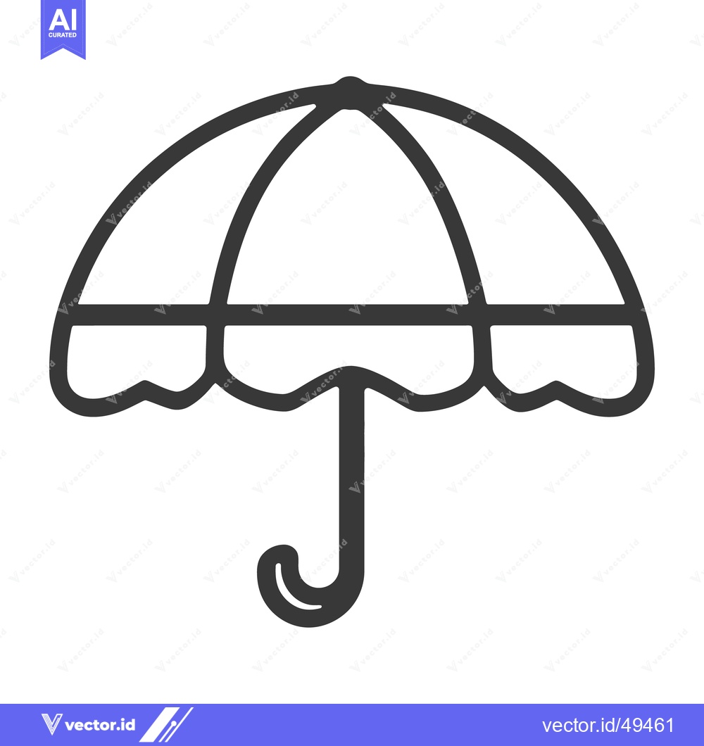 Premium Vector dari A simple line drawing depicting a protective umbrella in black