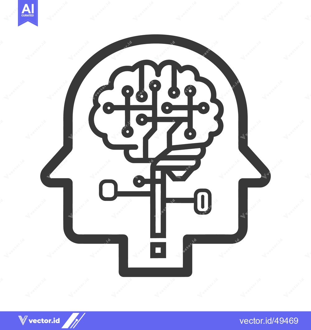 Premium Vector of A stylized graphic depicts the brains integration with artificial inte