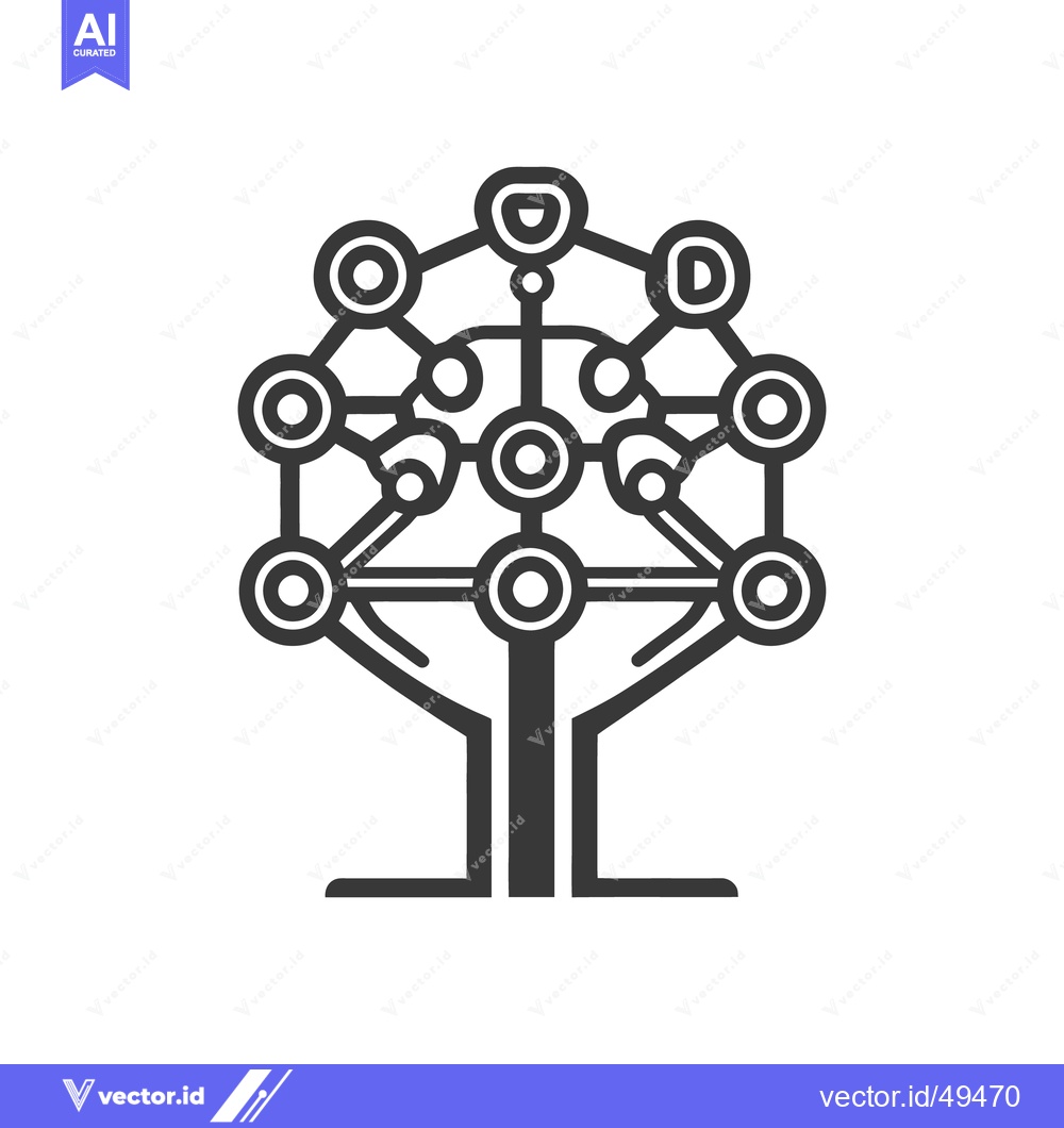 Premium Vector dari A stylized digital tree illustration with connected circular nodes