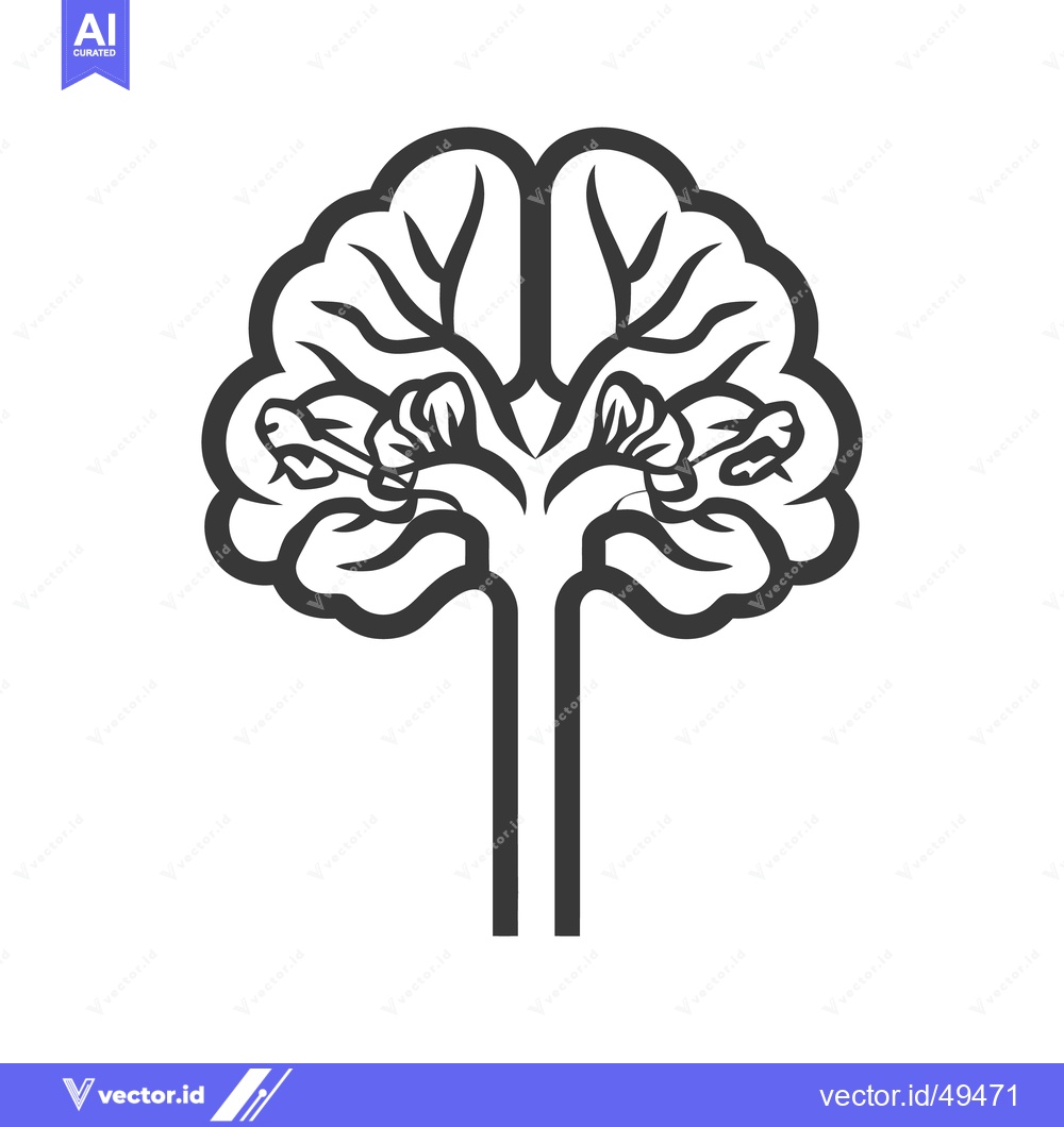 Premium Vector dari A stylized brain graphic with tree like branches and a trunk