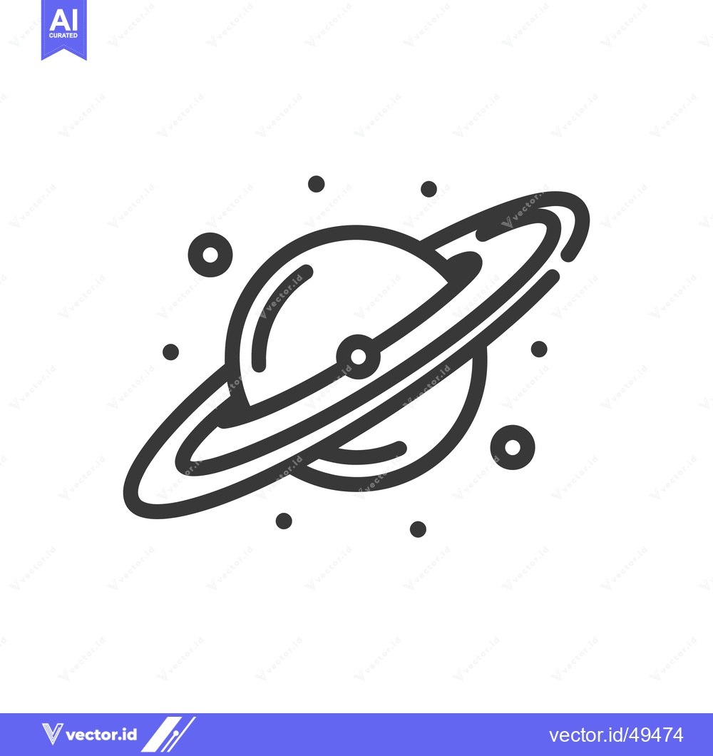 Premium Vector dari Minimalist Planet Icon with Rings and Orbiting Dots