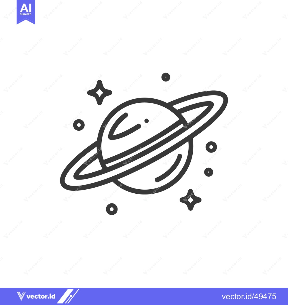 Premium Vector dari Minimalist Planet Icon with Rings and Stars in Space