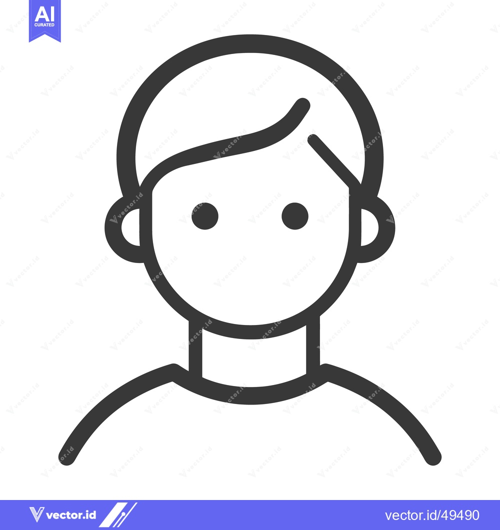 Premium Vector of Simple Black And White Icon Illustrating A Persons Face
