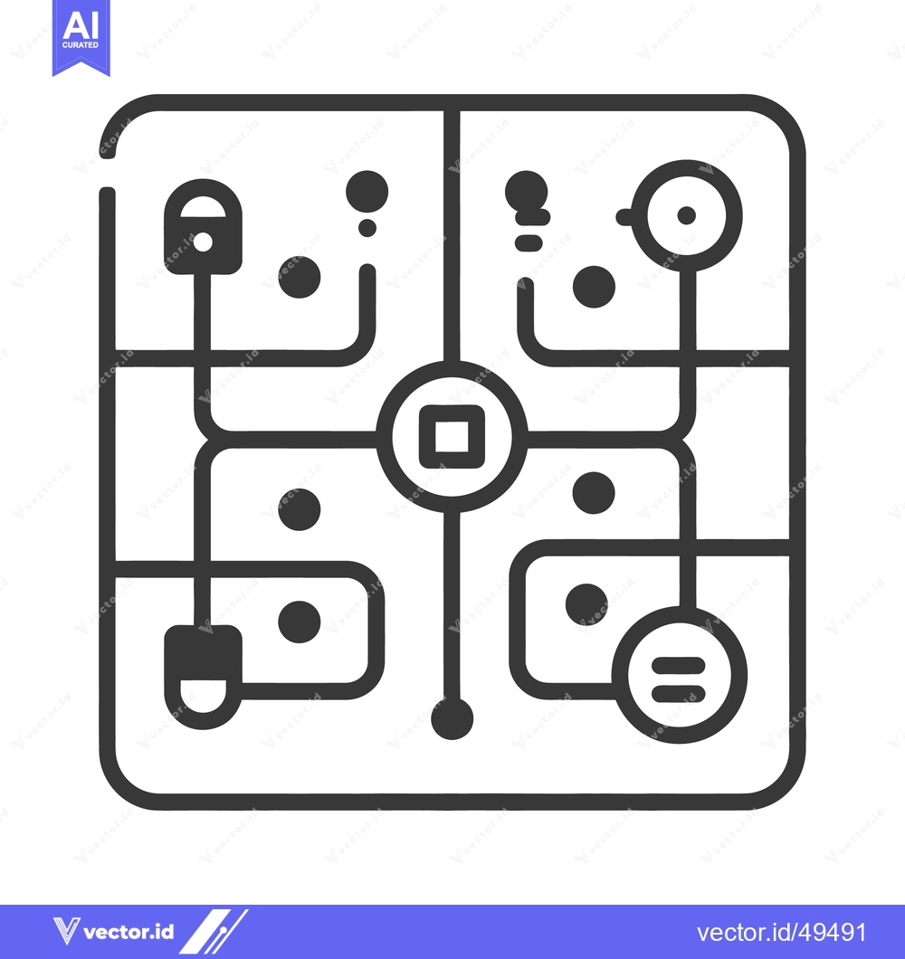Premium Vector of Black and white simplified illustration of electronic circuit elements