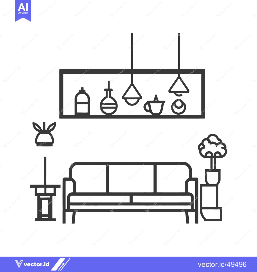 Premium Vector dari Modern minimalist black and white living room design illustration art