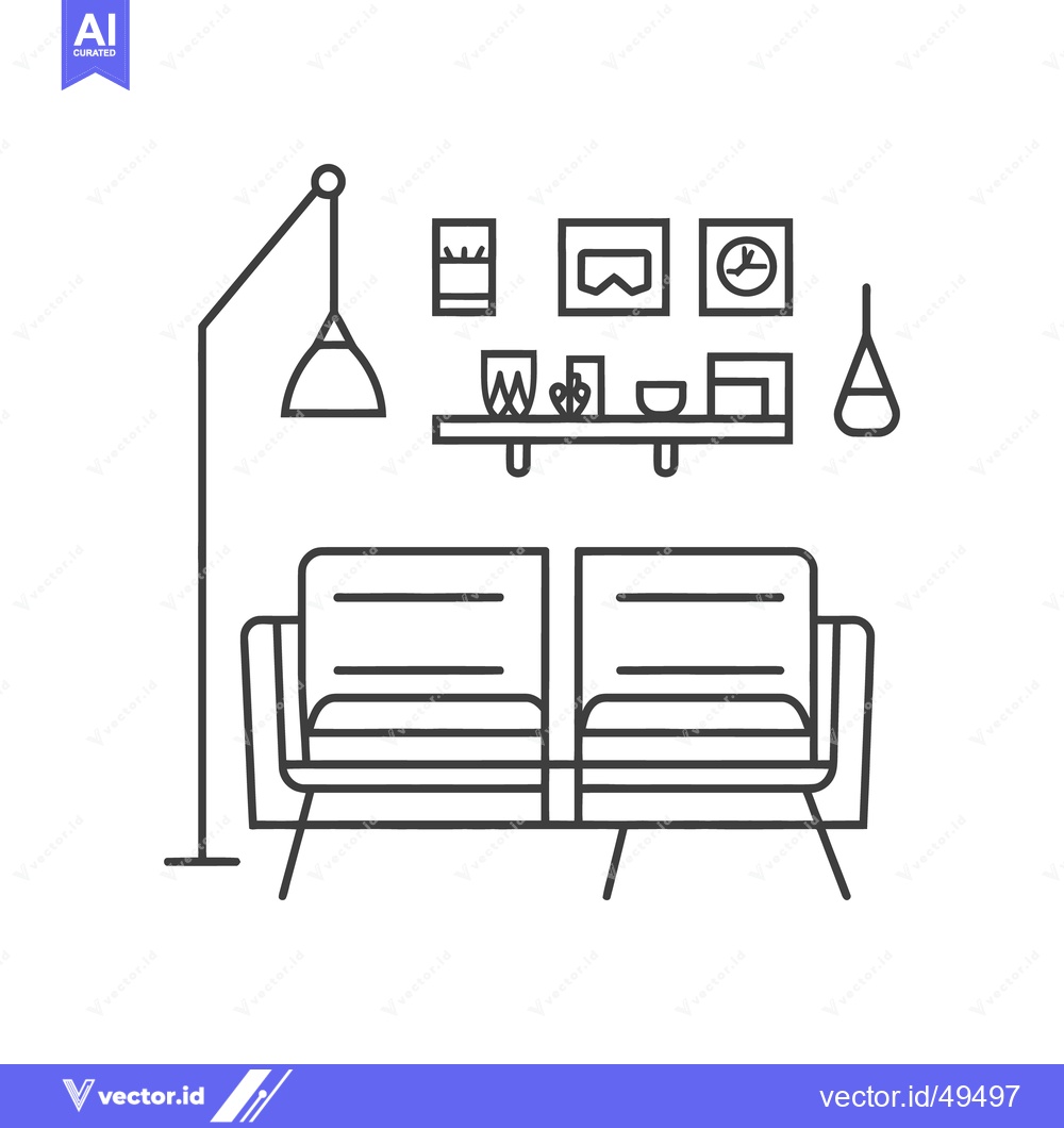 Premium Vector of Minimalist Black And White Illustration Of A Modern Living Space