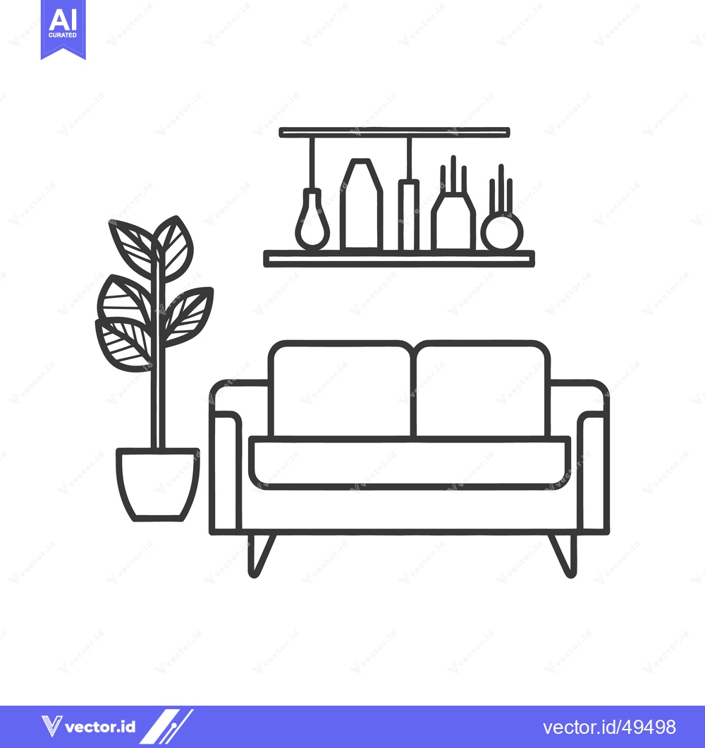 Premium Vector of A minimalist black and white illustration of a modern living room