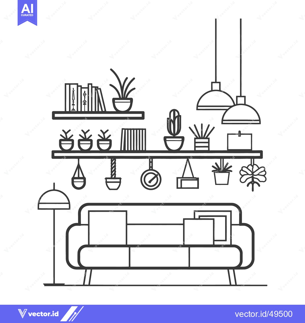 Premium Vector dari An illustrated interior design of a living room arrangement