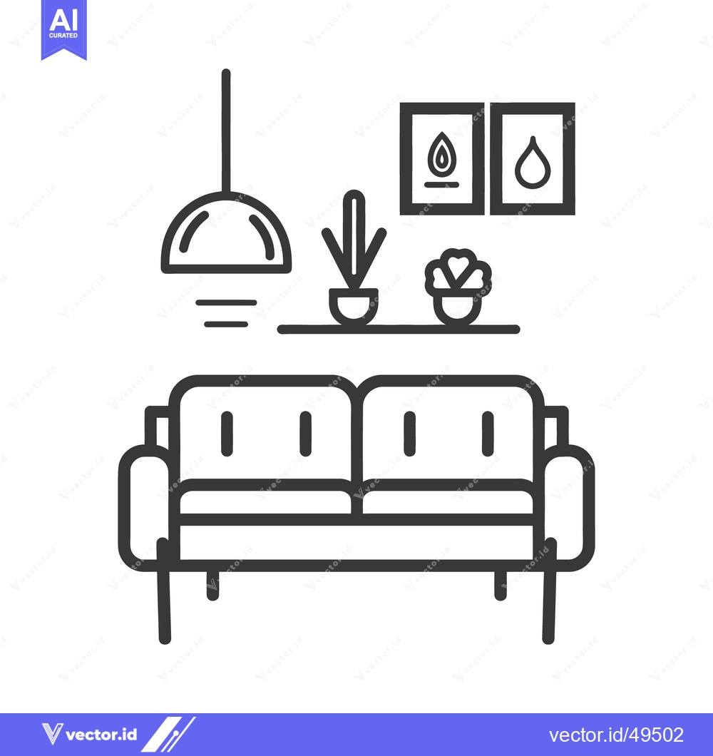 Premium Vector of A minimalist line drawing depicting a modern interior living space