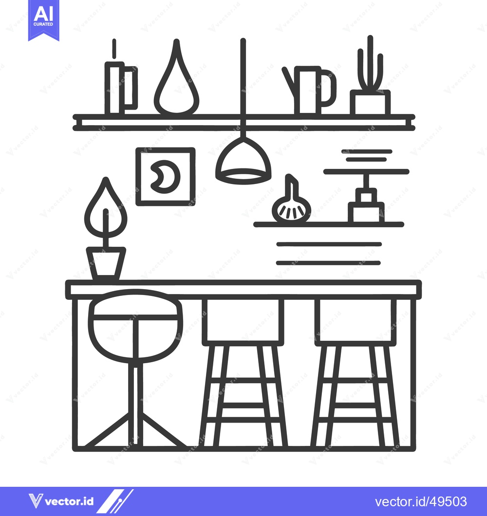 Premium Vector of A stylized monochrome illustration of a kitchen or bar setting