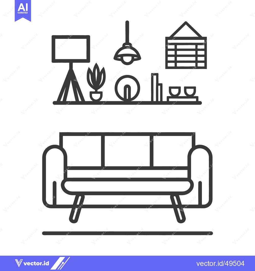 Premium Vector dari A minimalist illustration of interior furniture and decorative objects