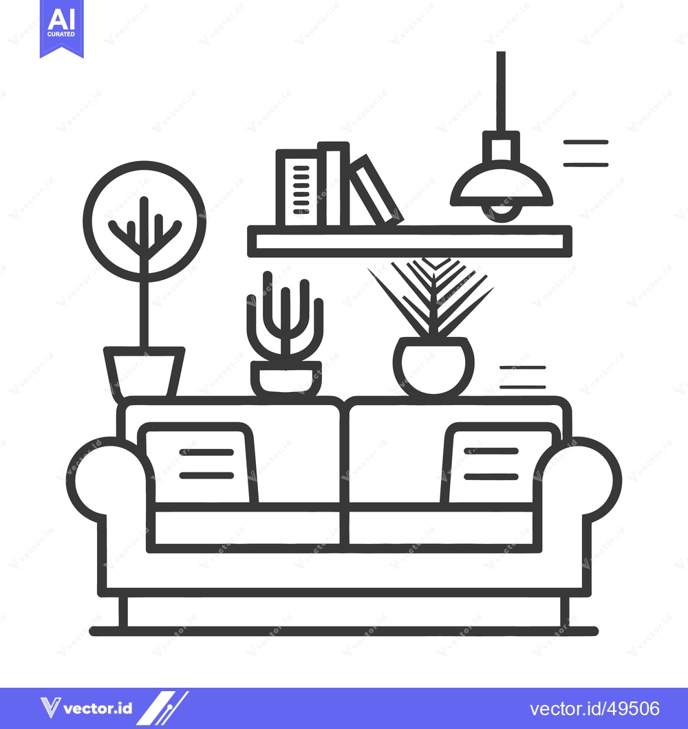 Premium Vector of A Minimalist Illustration Depicts a Living Room Interior Design