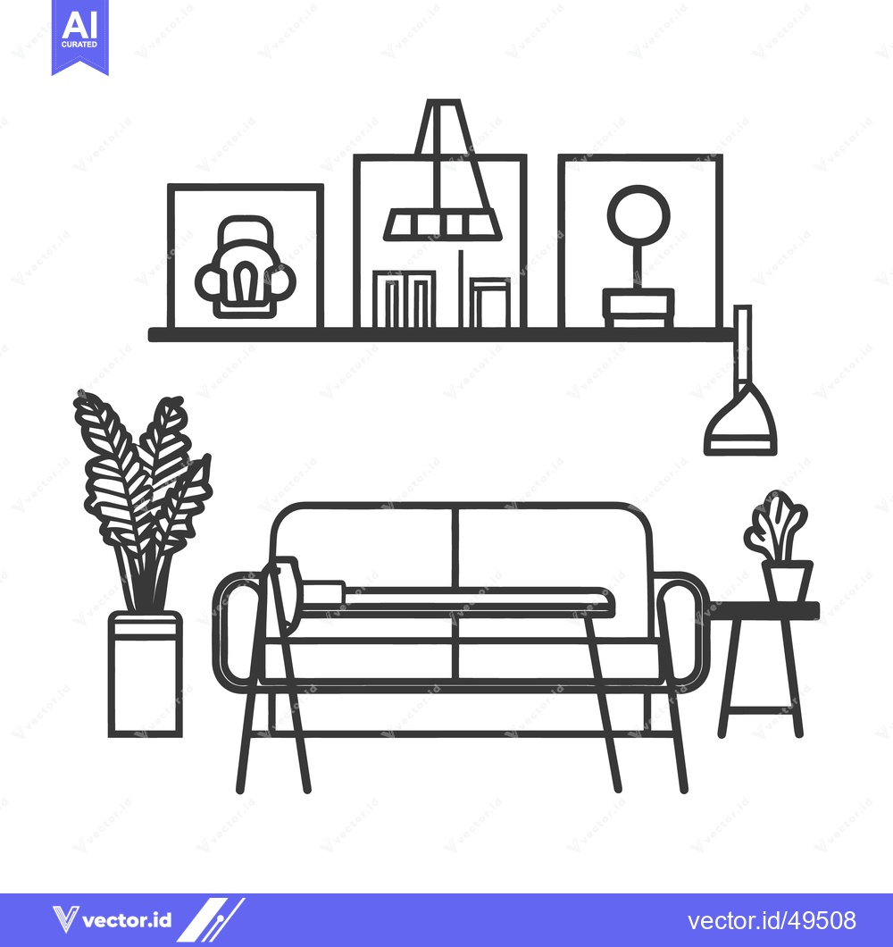 Premium Vector of A minimalist interior design featuring furniture and decorative elemen