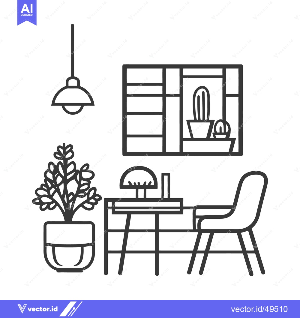 Premium Vector dari Minimalist illustration of a modern interior office or living space